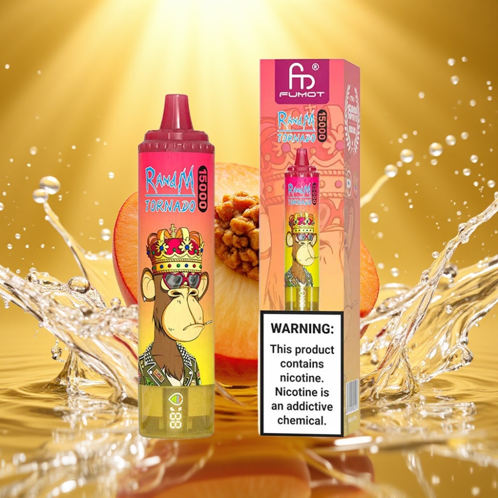 RandM Fumot Tornado 15000 Puffs 25ml 850mAh Tipo-C Gelado de Pêssego