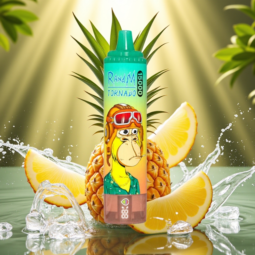 RandM Fumot Tornado 15000 Puffs 25ml 850mAh Tipo-C LCD Abacaxi Gelo
