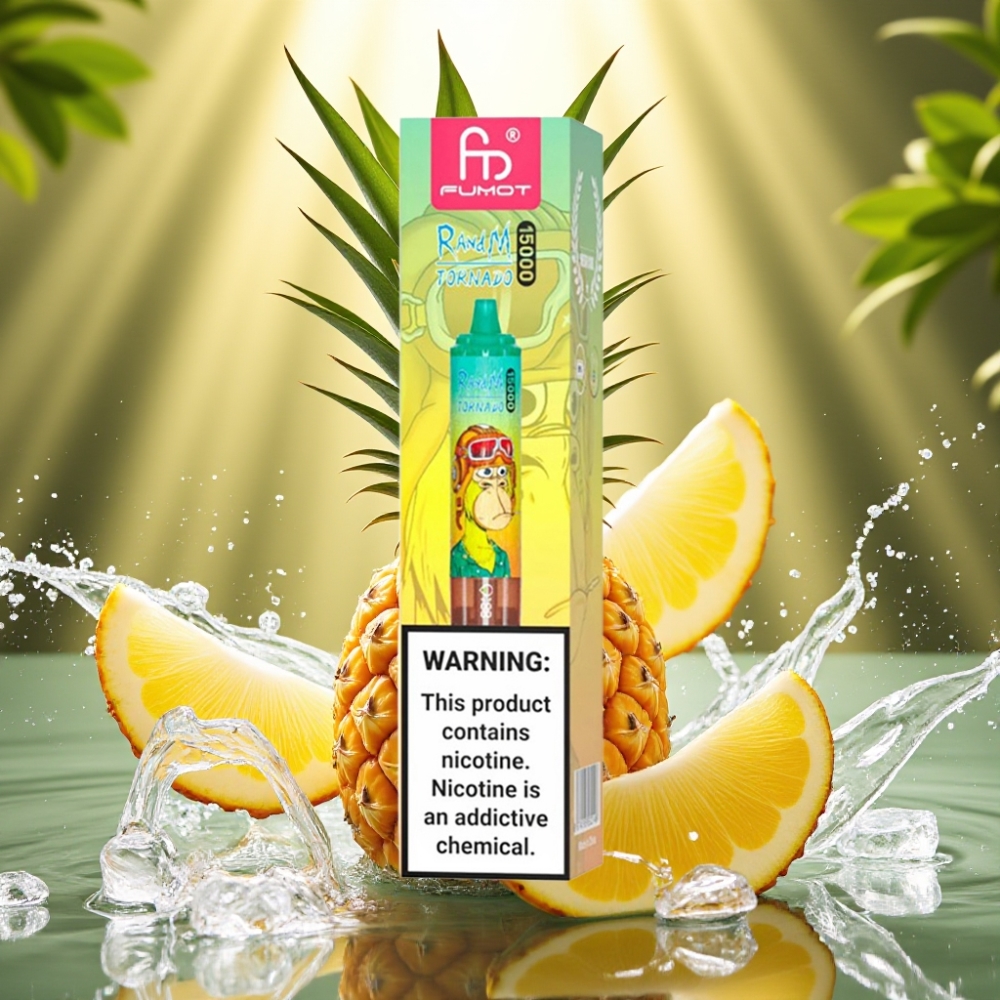 RandM Fumot Tornado 15000 Puffs 25ml 850mAh Tipo-C LCD Abacaxi Gelo