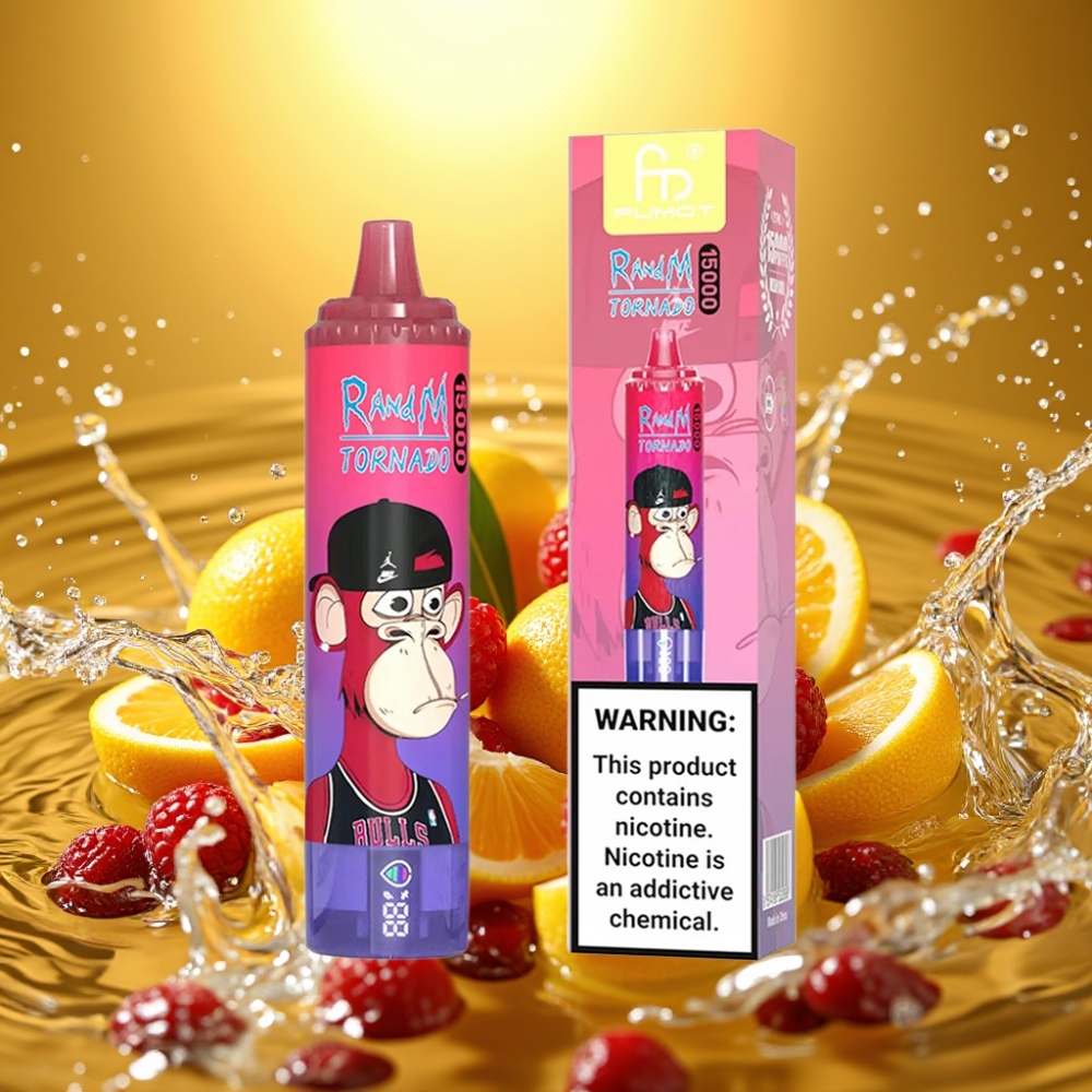RandM Fumot Tornado 15000 Puffs 25ml 850mAh USB-C LCD Mirtilo Framboesa Azedo