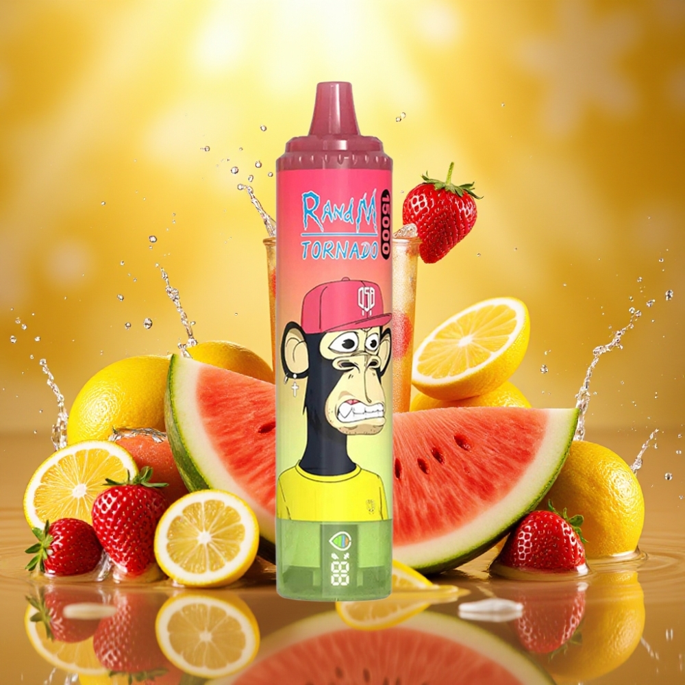 RandM Fumot Tornado 15000 Puffs 25ml 850mAh USB-C LCD Morango Melancia Limonada