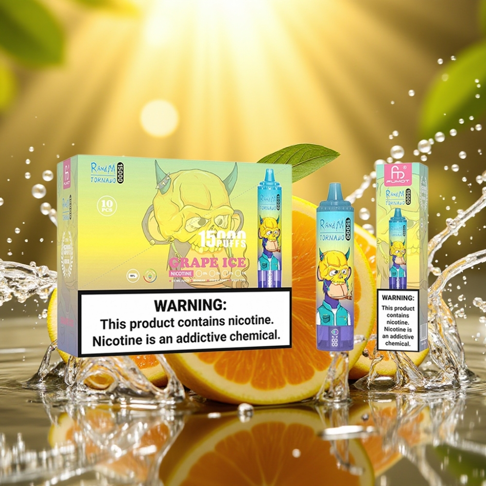 RandM Fumot Tornado 15000 Puffs 25ml 850mAh USB-C LCD Uva Gelo