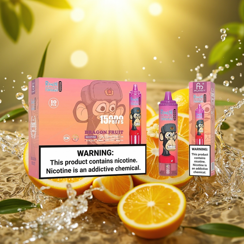 RandM Fumot Tornado 15000 Puffs 25ml Dragon Fruit LCD Tipo-C Mesh 0.9 Ohm