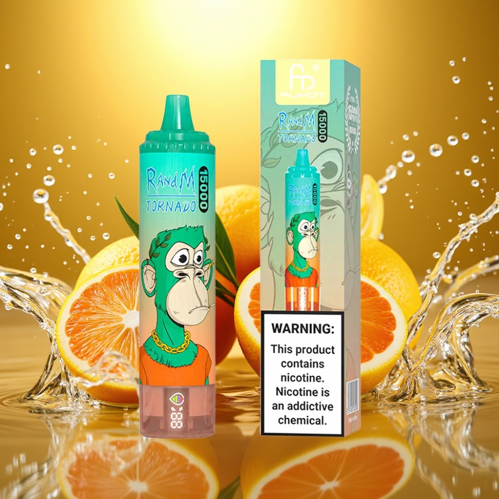 RandM Fumot Tornado 15000 Puffs 25ml LCD Tipo-C Recarregável Mirtilo Framboesa Morango