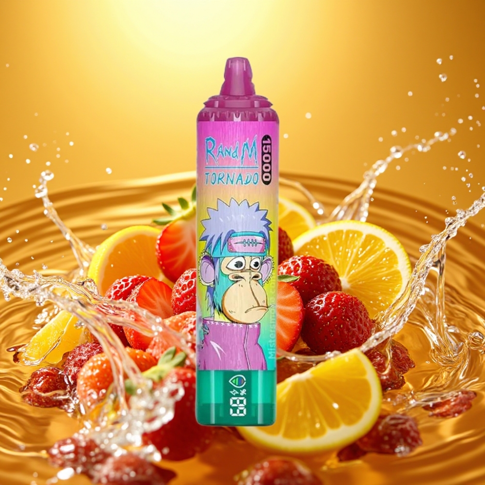 RandM Fumot Tornado 15000 Puffs LCD Tipo-C 25ml 850mAh Morango Gelado