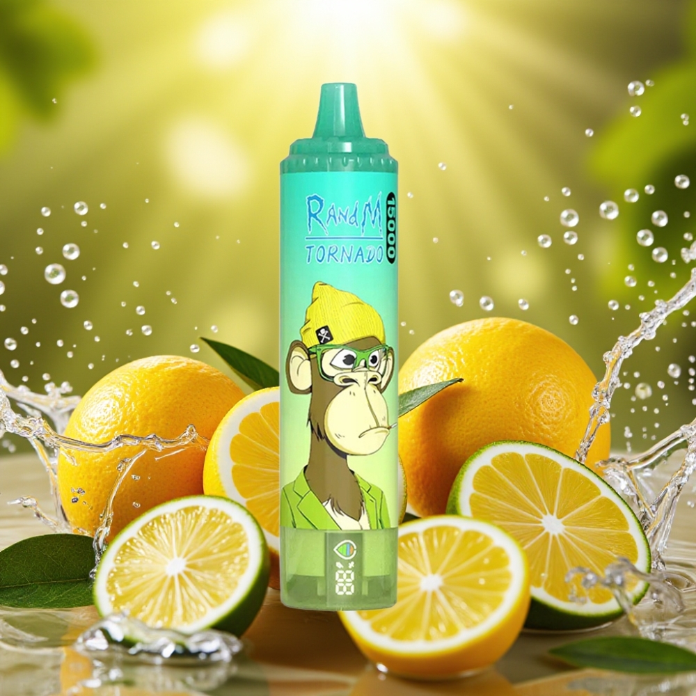 RandM Fumot Tornado 15000 Puffs LCD Tipo-C Recarregável Limão Lima Mesh 0.9Ω