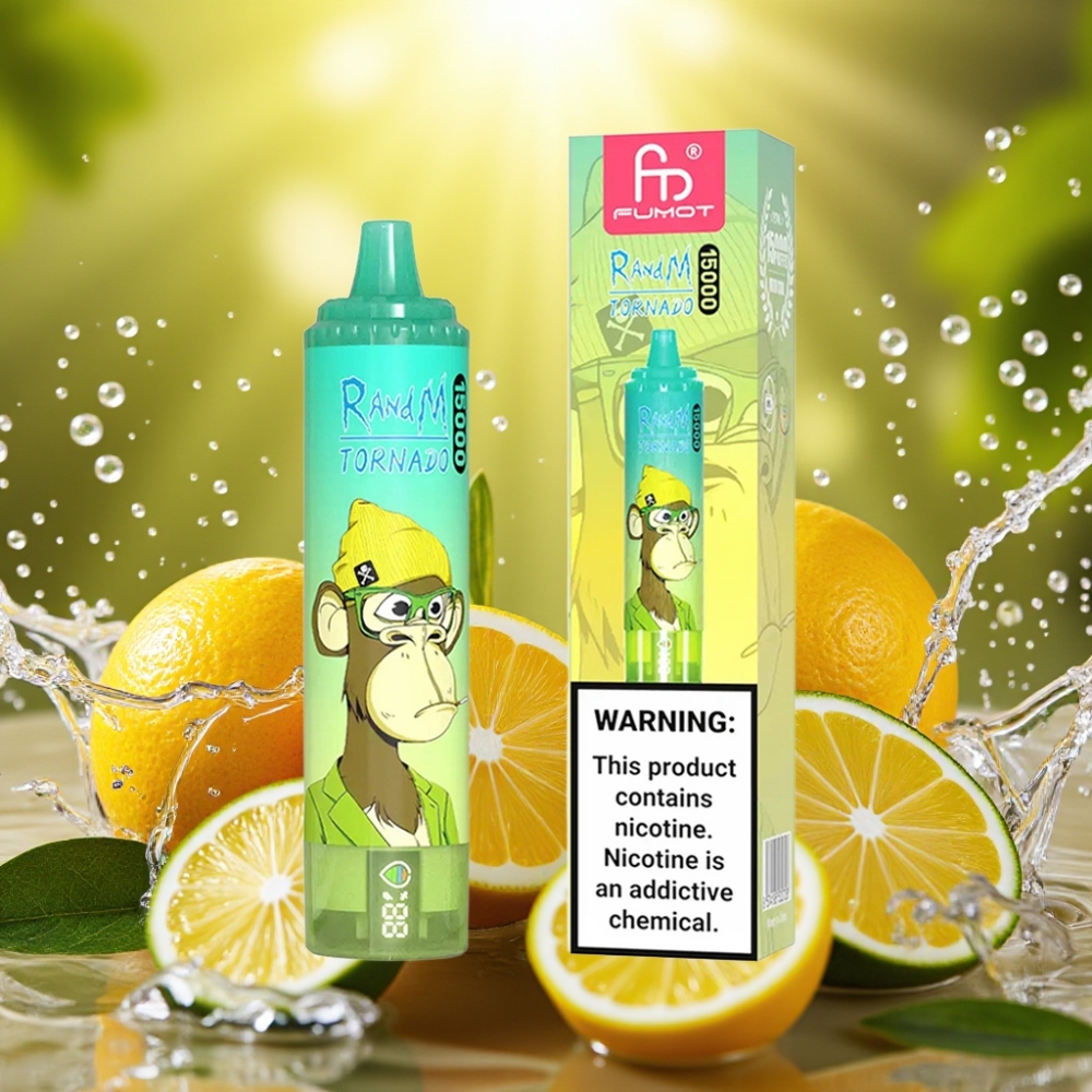 RandM Fumot Tornado 15000 Puffs LCD Tipo-C Recarregável Limão Lima Mesh 0.9Ω