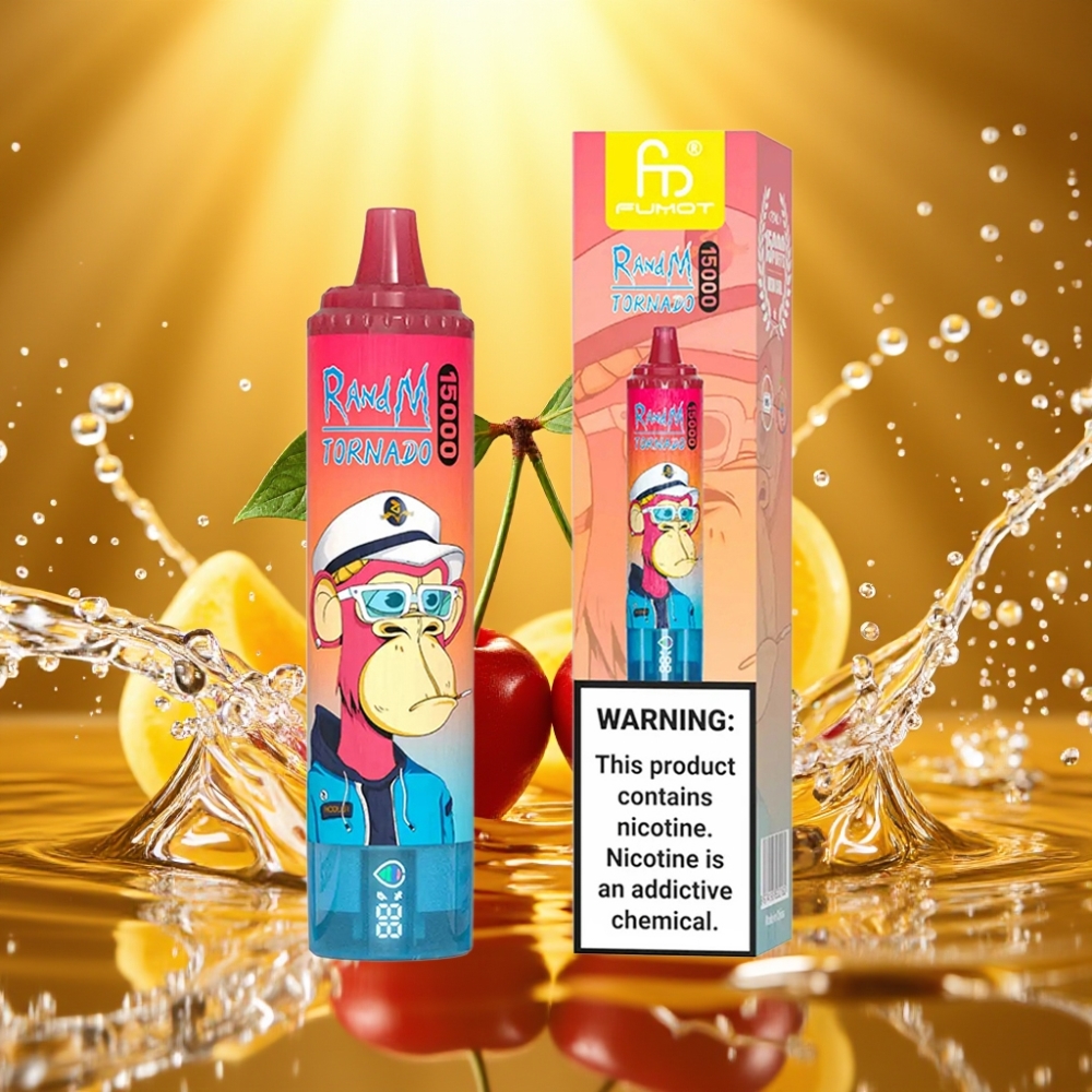 RandM Fumot Tornado 15000 Puffs LCD Type-C Recarregável Cereja