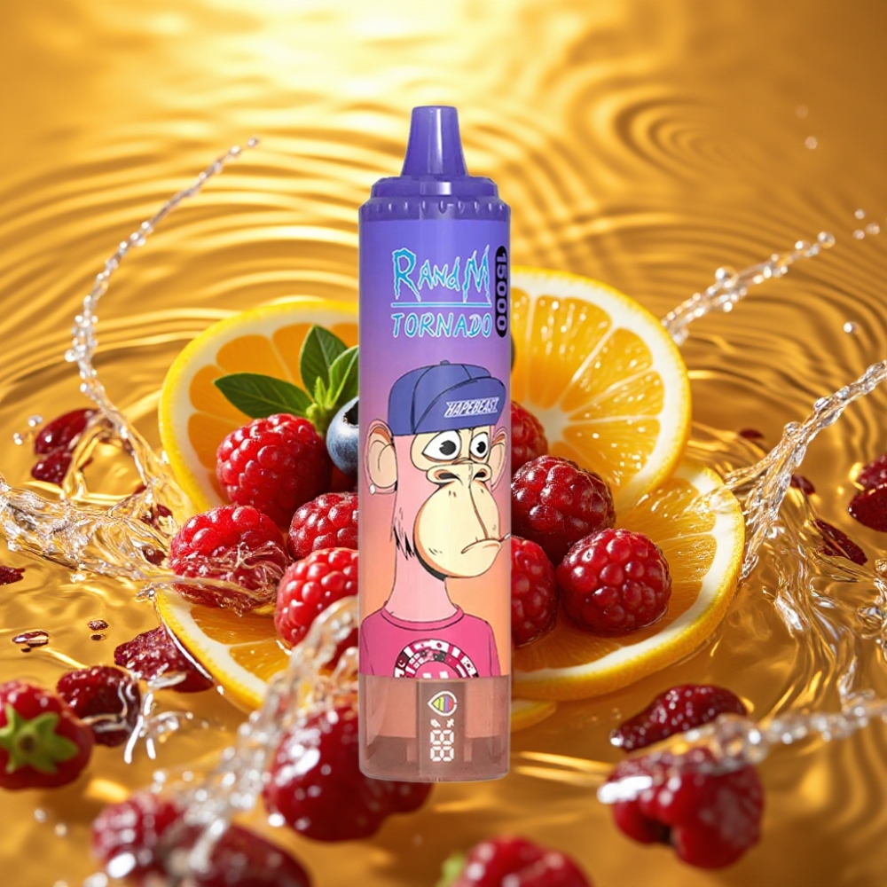 RandM Fumot Tornado 15000 Puffs LCD Type-C Recarregável Mirtilo Cereja Cranberry Mesh 0.9 Ohm