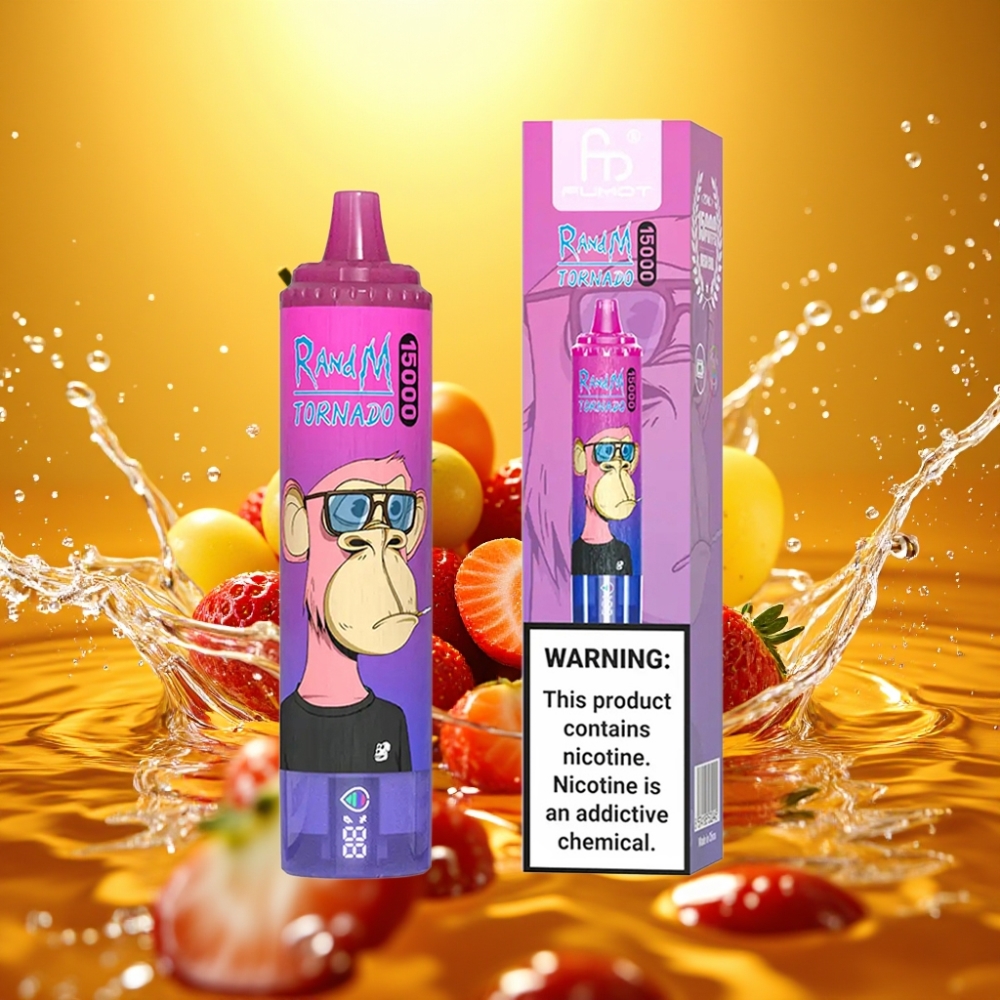 RandM Fumot Tornado 15000 Puffs distributor Portugal 25ml LCD Tipo-C Morango Uva