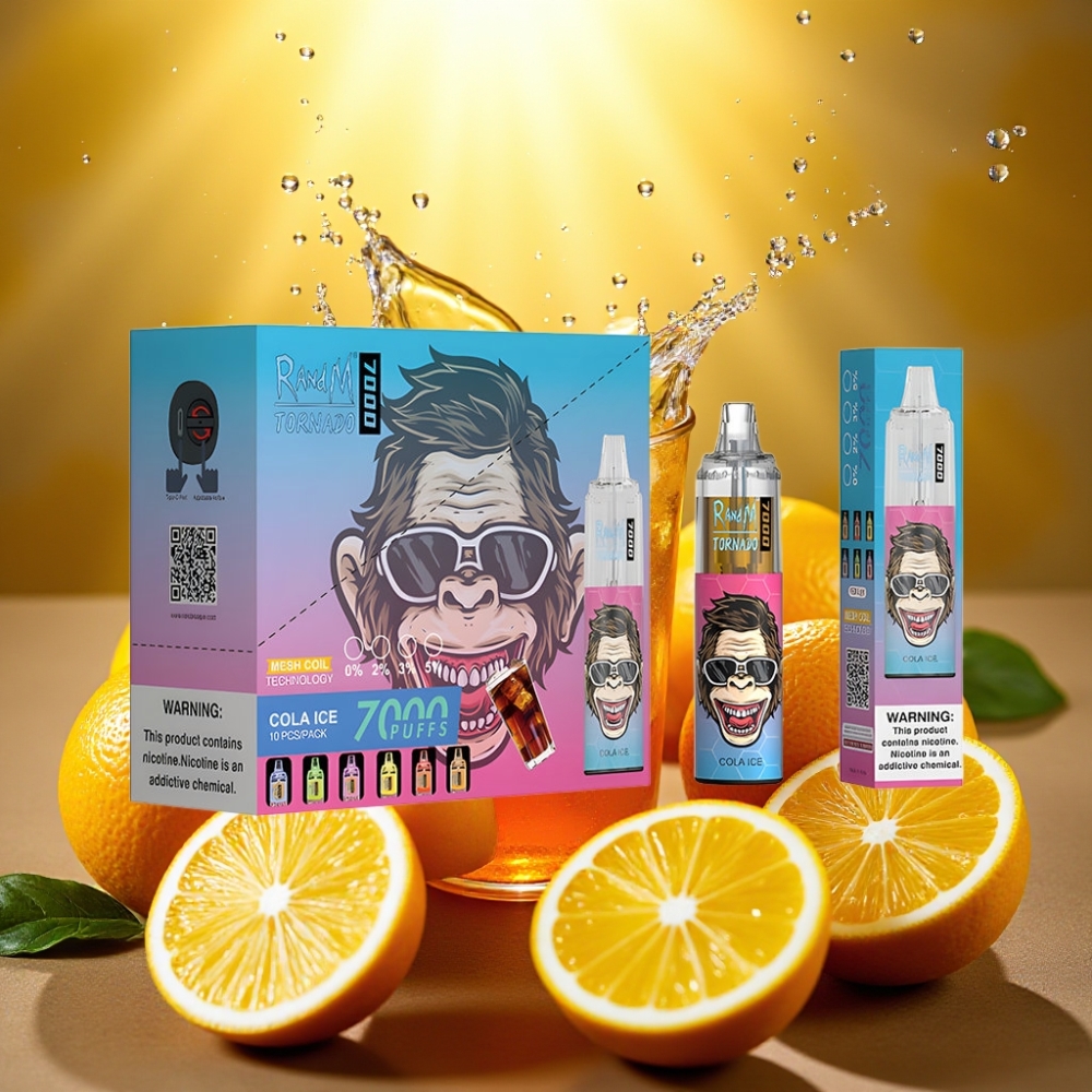 RandM Fumot Tornado 7000 Puffs 14ML 850MAH Mesh RGB Tipo-C Ajustável Gelo Cola