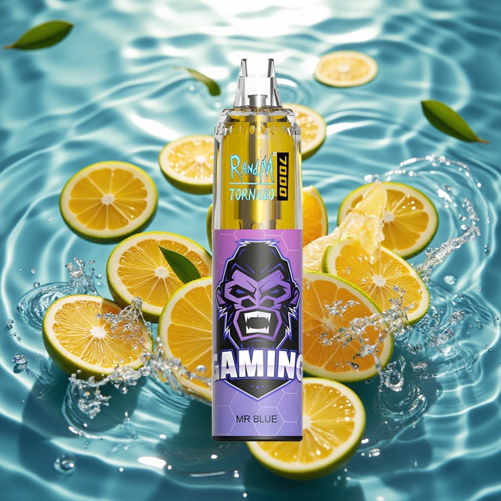 RandM Fumot Tornado 7000 Puffs 14ML 850MAH Mesh RGB Type-C Air-Ajustável Dr. Azul