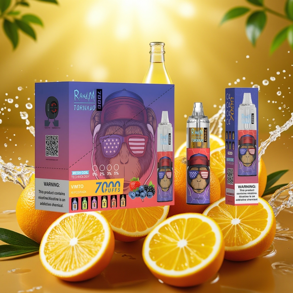 RandM Fumot Tornado 7000 Puffs 14ML 850MAH Mesh RGB Type-C Air-Ajustável Vimto