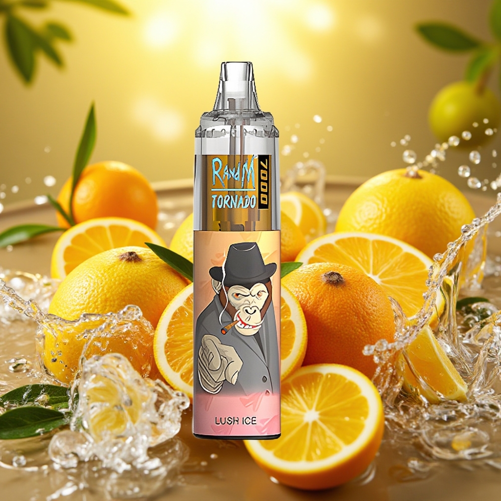 RandM Fumot Tornado 7000 Puffs 14ML 850MAH Mesh RGB Type-C Ajustável Gelo Refrescante