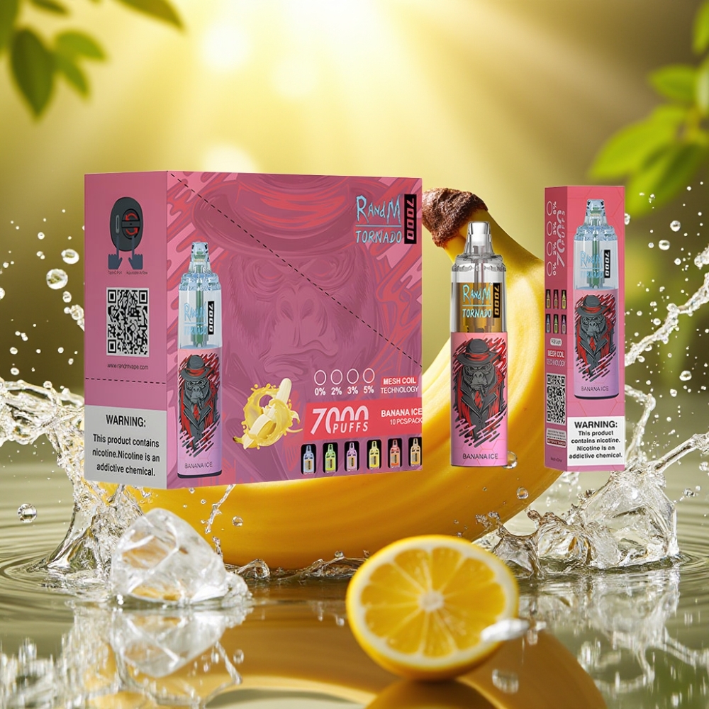 RandM Fumot Tornado 7000 Puffs 14ML 850MAH Mesh RGB Type-C Banana Ice