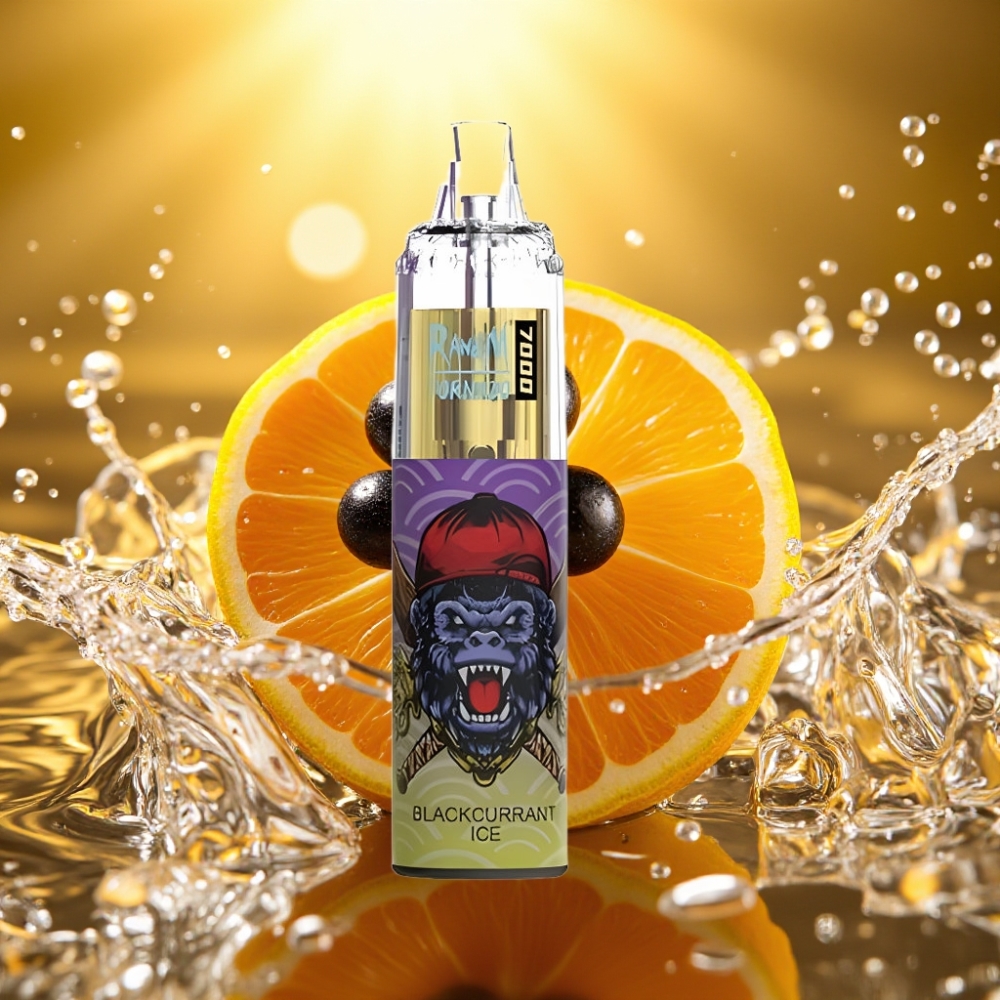 RandM Fumot Tornado 7000 Puffs 14ML 850MAH Mesh Type-C RGB Air-Adjustable Groselha Negra Gelo