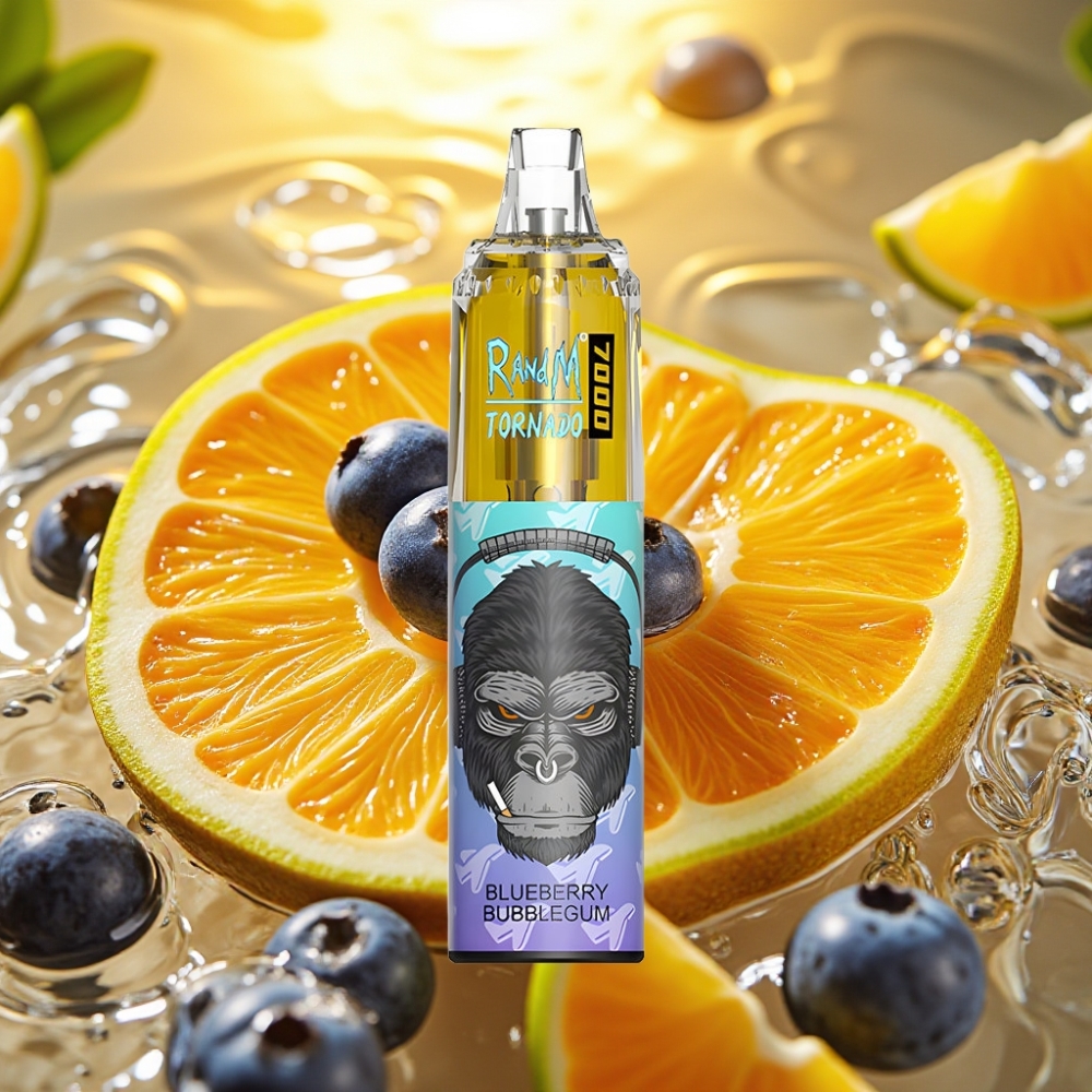 RandM Fumot Tornado 7000 Puffs 14ML 850MAH Mesh Type-C RGB Air-Ajustável Blueberry Chiclete