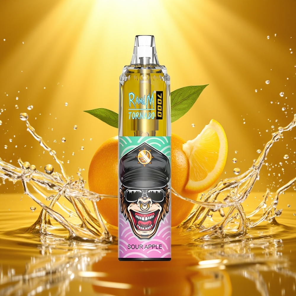 RandM Fumot Tornado 7000 Puffs 14ML 850MAH Mesh Type-C RGB Air-Ajustável Maçã Verde Disposable Vape