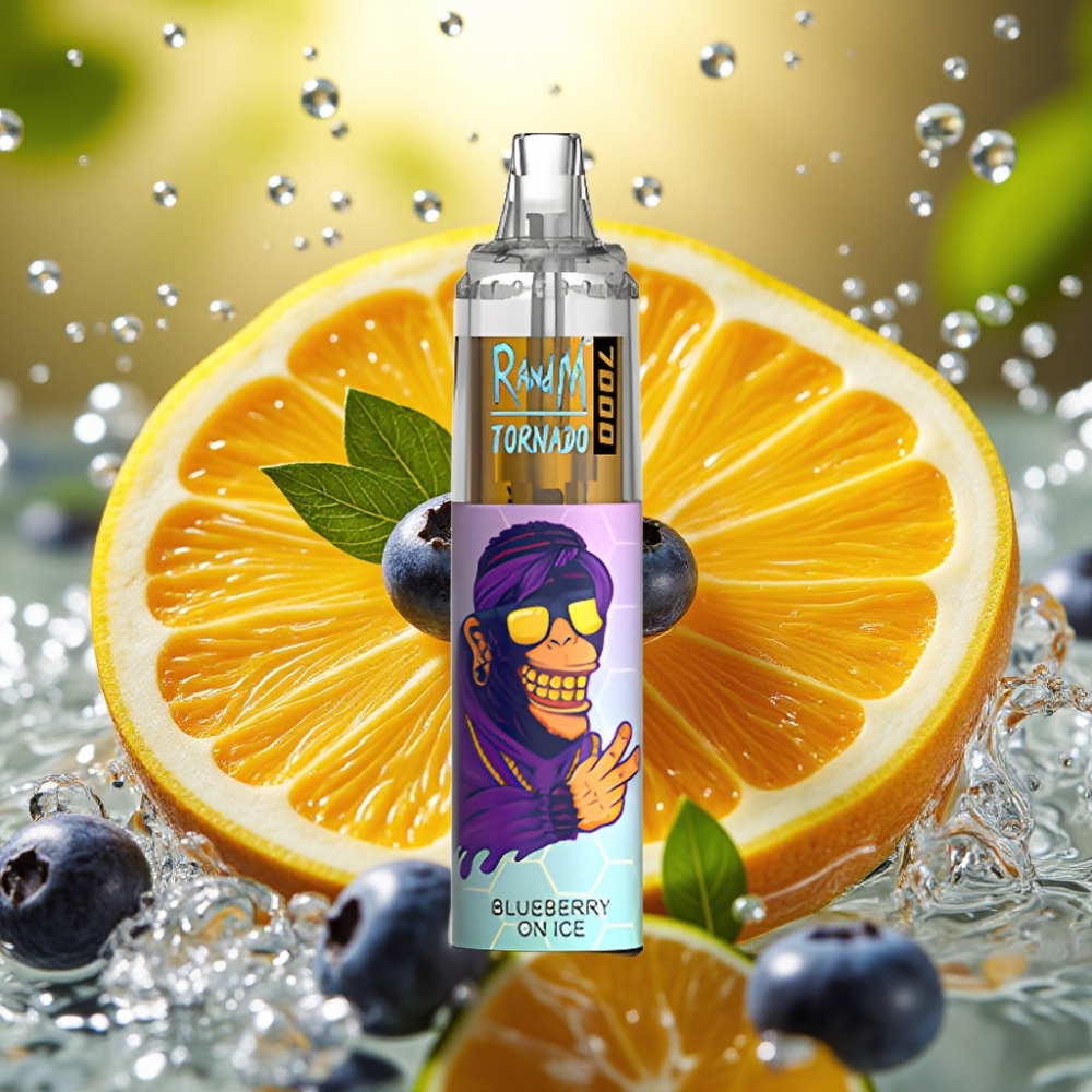 RandM Fumot Tornado 7000 Puffs 14ML 850MAH Mesh Type-C RGB Air-Ajustável Mirtilo Gelado