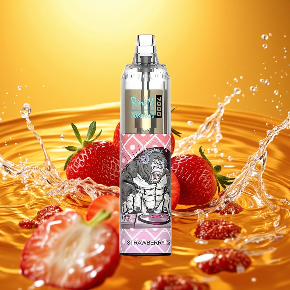 RandM Fumot Tornado 7000 Puffs 14ML 850MAH Mesh Type-C RGB Air-Ajustável Morango Gelo