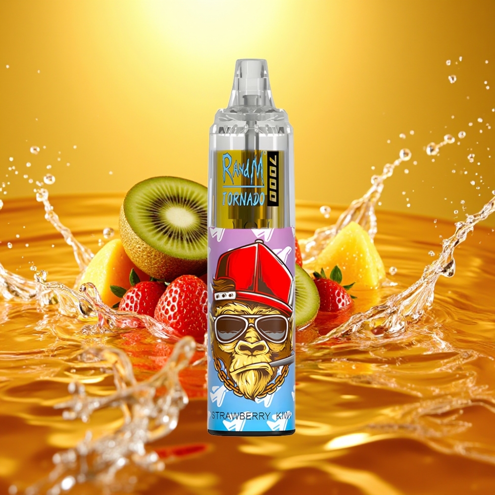 RandM Fumot Tornado 7000 Puffs 14ML 850MAH Mesh Type-C RGB Air-Ajustável Morango Kiwi
