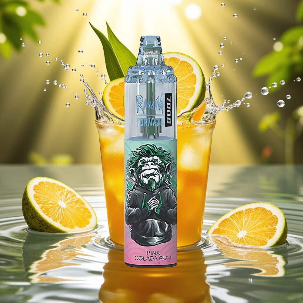 RandM Fumot Tornado 7000 Puffs 14ML 850MAH Mesh Type-C RGB Air-Ajustável Pina Colada Rum