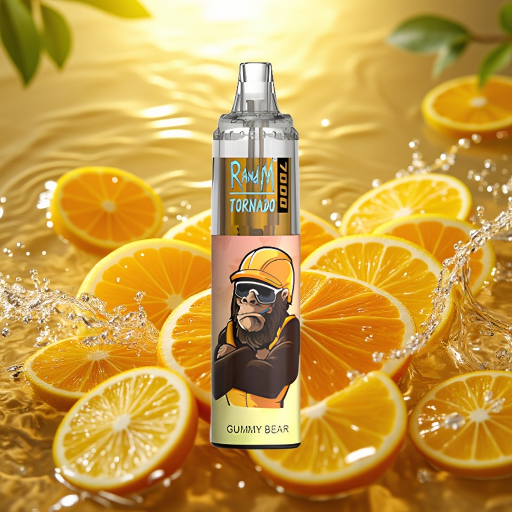 RandM Fumot Tornado 7000 Puffs 14ML 850MAH Mesh Type-C RGB Air-Ajustável Ursinho de Goma