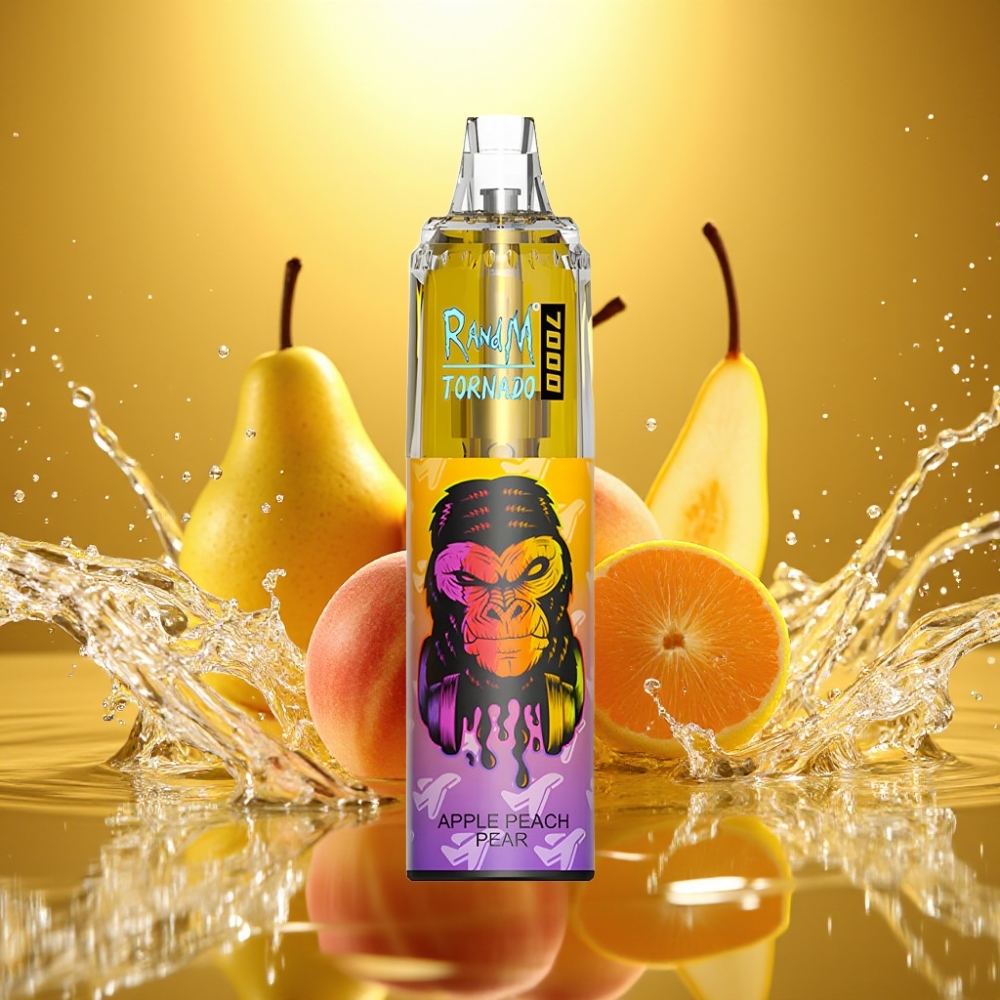 RandM Fumot Tornado 7000 Puffs 14ML 850MAH Mesh Type-C RGB Ajustável Maçã Pêssego Pêra