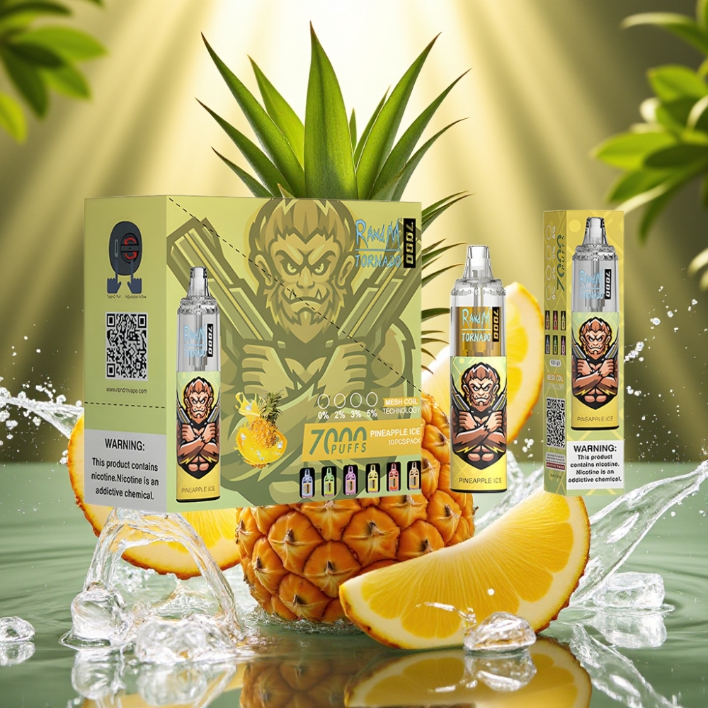 RandM Fumot Tornado 7000 Puffs 14ML 850MAH Mesh Type-C RGB Pineapple Ice