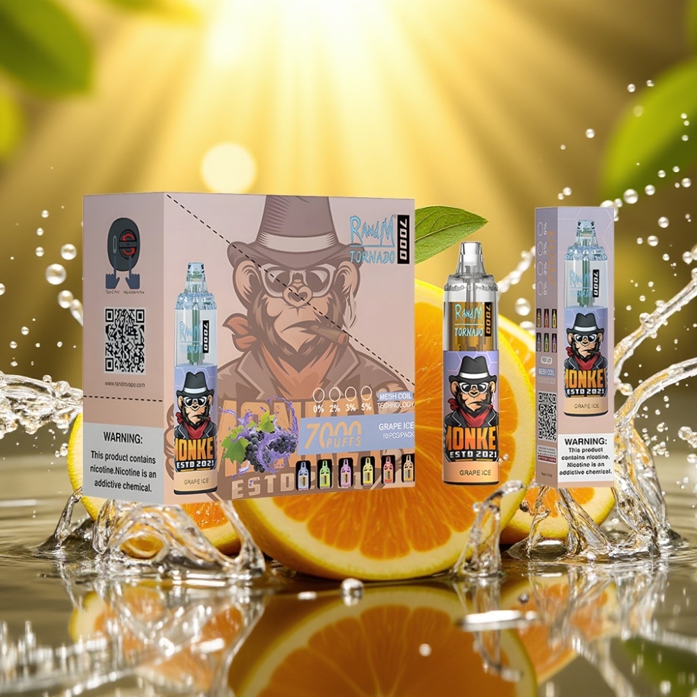 RandM Fumot Tornado 7000 Puffs 14ML 850MAH Mesh Type-C RGB Uva Gelo Ajustável