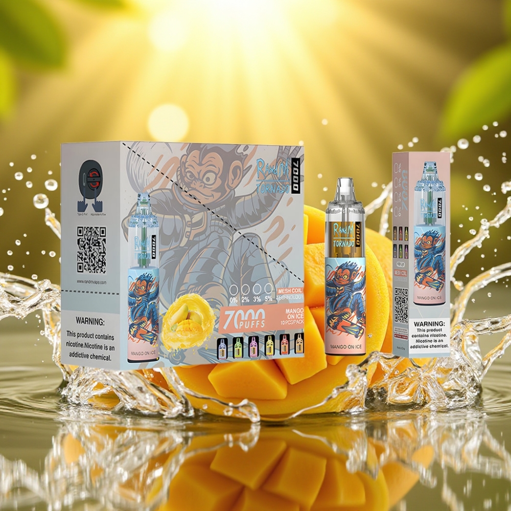 RandM Fumot Tornado 7000 Puffs 14ML Mesh RGB Type-C Air-Ajustável Manga Gelo