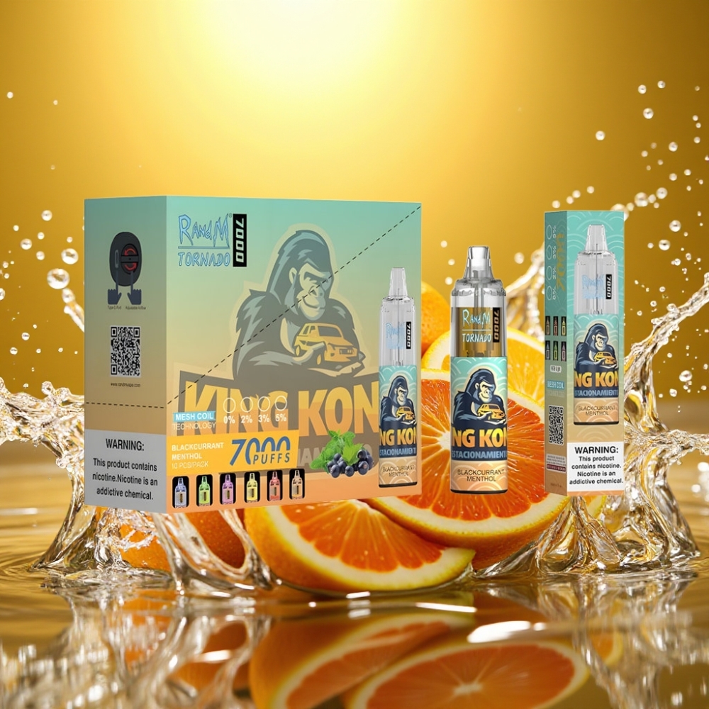 RandM Fumot Tornado 7000 Puffs 14ML Mesh Type-C RGB Air-Ajustável Groselha Menta