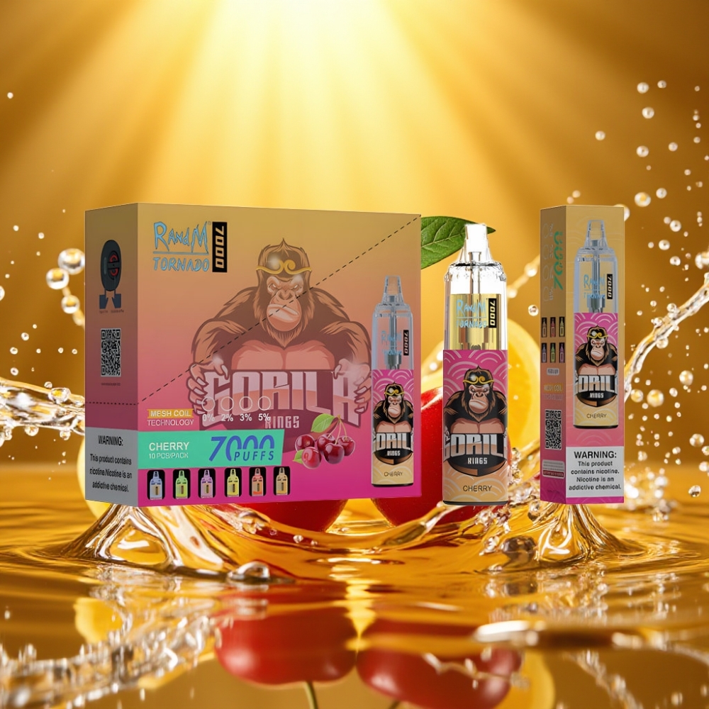 RandM Fumot Tornado 7000 Puffs 14ML Mesh Type-C RGB Ajustável Cereja