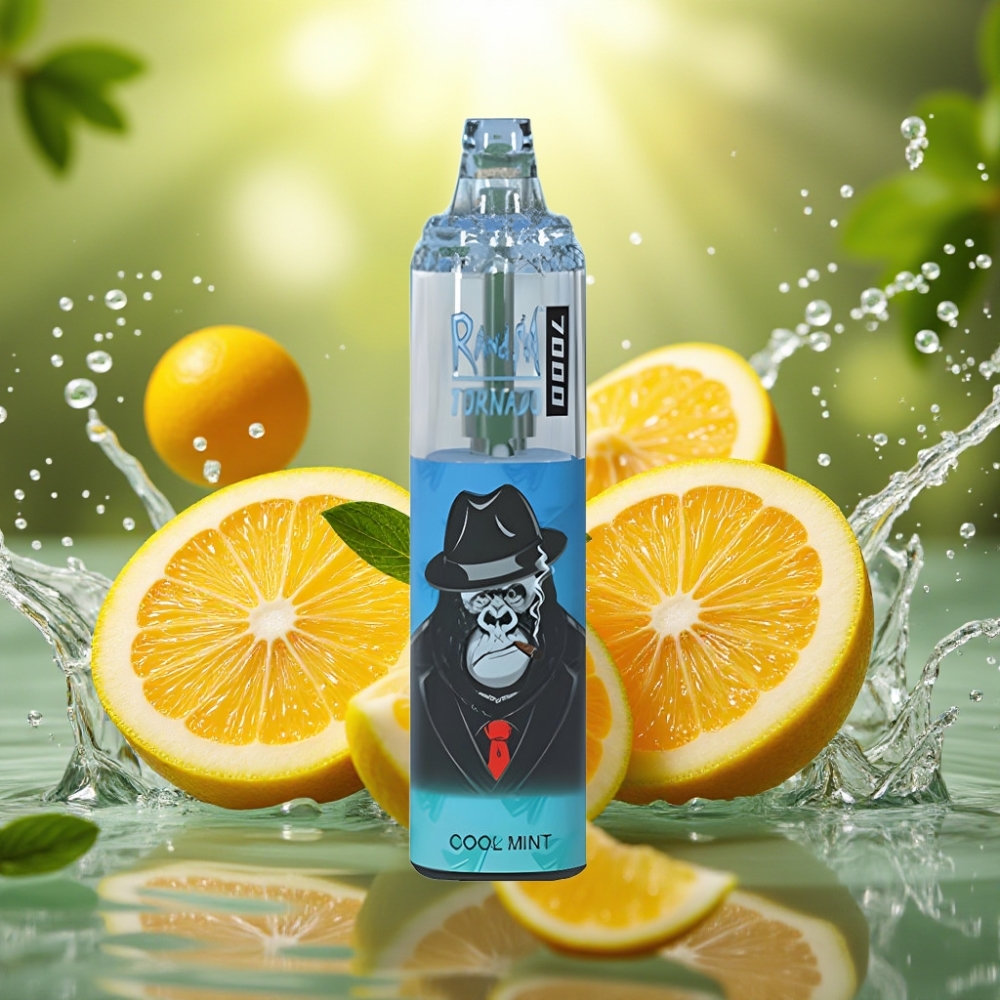 RandM Fumot Tornado 7000 Puffs 14ML Tipo-C RGB Ajustável Menta Fresca