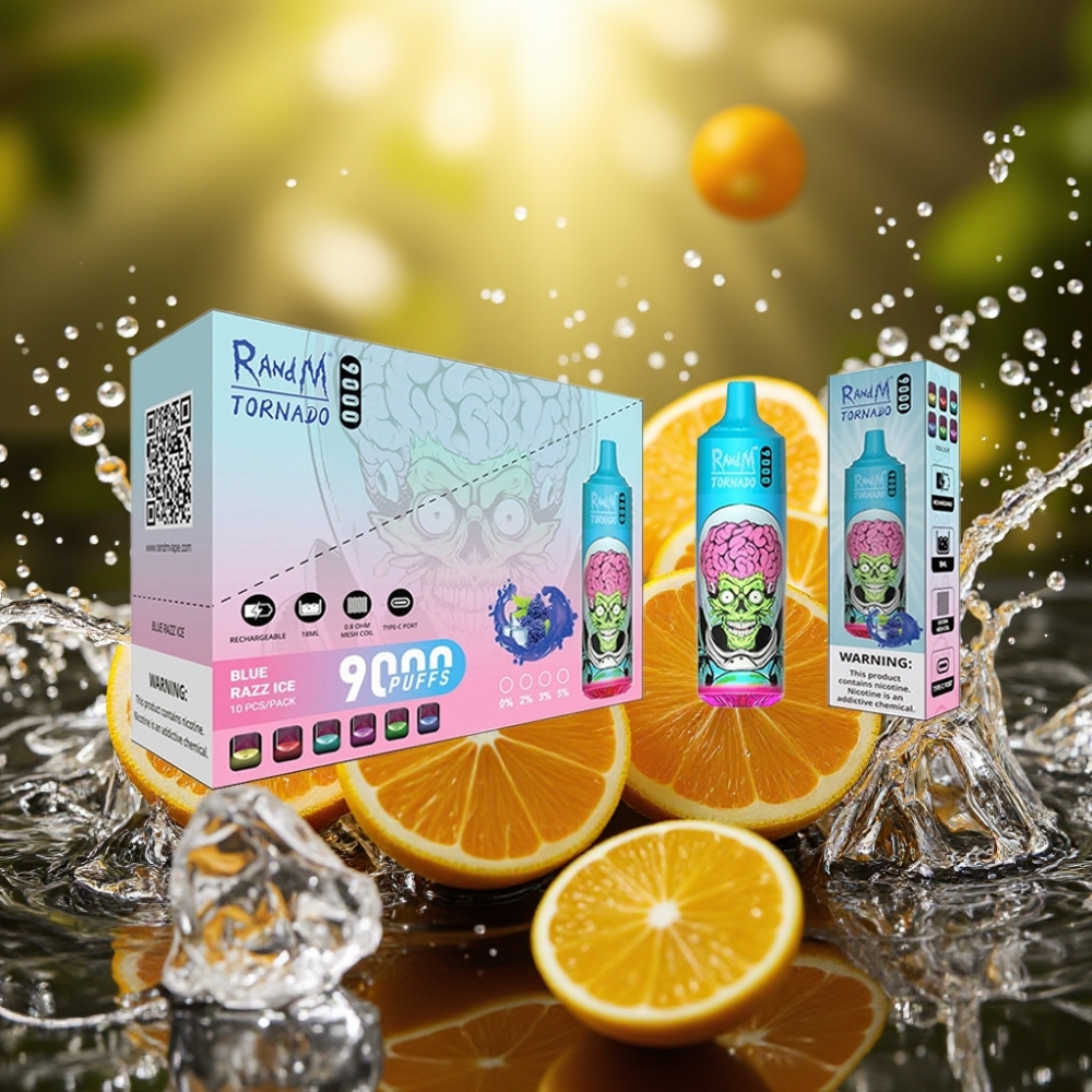 RandM Tornado 9000 Puffs 850mAh 18mL Mesh RGB 54 Sabores Dragão Negro Gelo