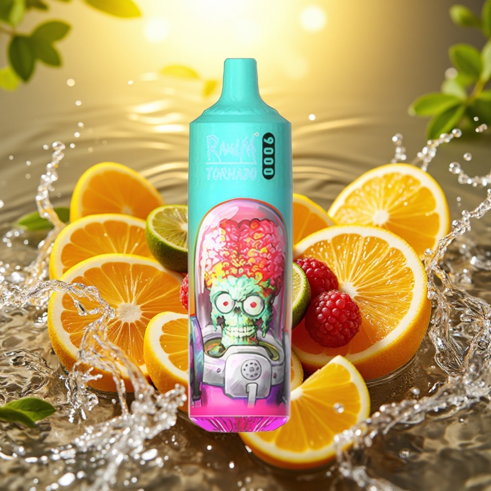 RandM Tornado 9000 Puffs 850mAh 18mL RGB Display Manga Azul Azeda