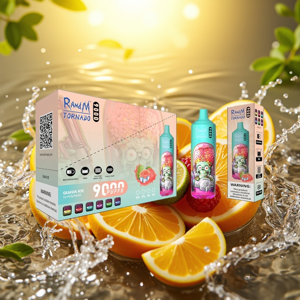 RandM Tornado 9000 Puffs 850mAh 18mL RGB Display Manga Azul Azeda