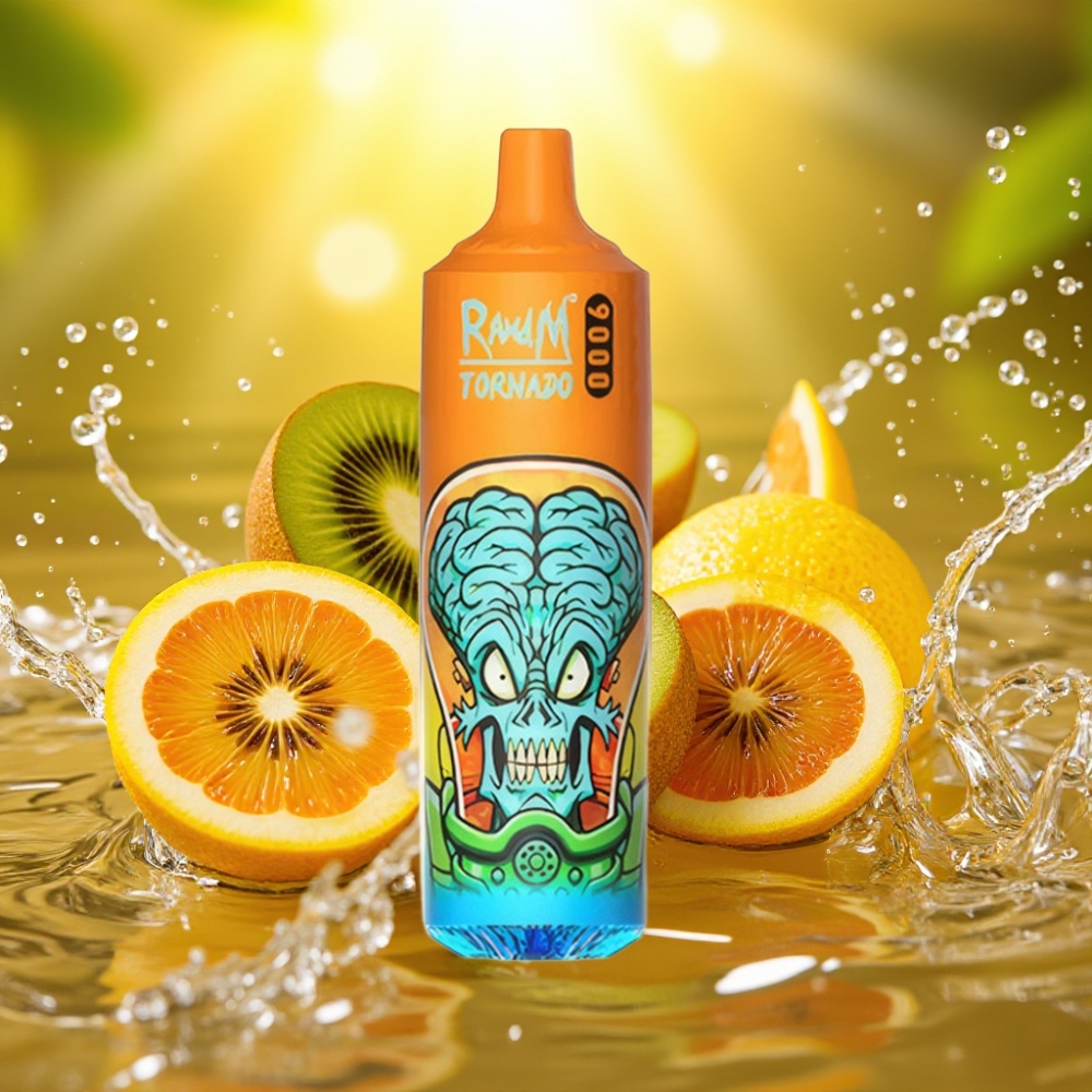 RandM Tornado 9000 Puffs 850mAh 18mL RGB Tela Mesh Sabor Kiwi Maracujá Goiaba