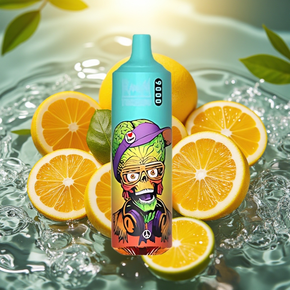 RandM Tornado 9000 Puffs Recarregável 18mL Tela RGB Gelo Azul Delicioso