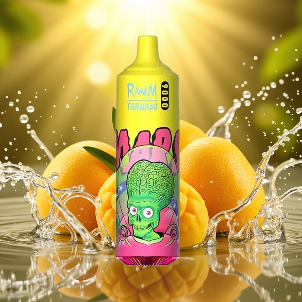 RandM Tornado 9000 Puffs Recarregável 18mL Tripla Manga Tela RGB Bobina Mesh