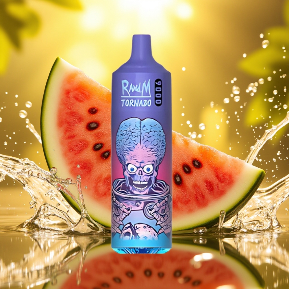 RandM Tornado 9000 Puffs Recarregável 850mAh 18mL Melancia Brazz Gelo Tela RGB Mesh