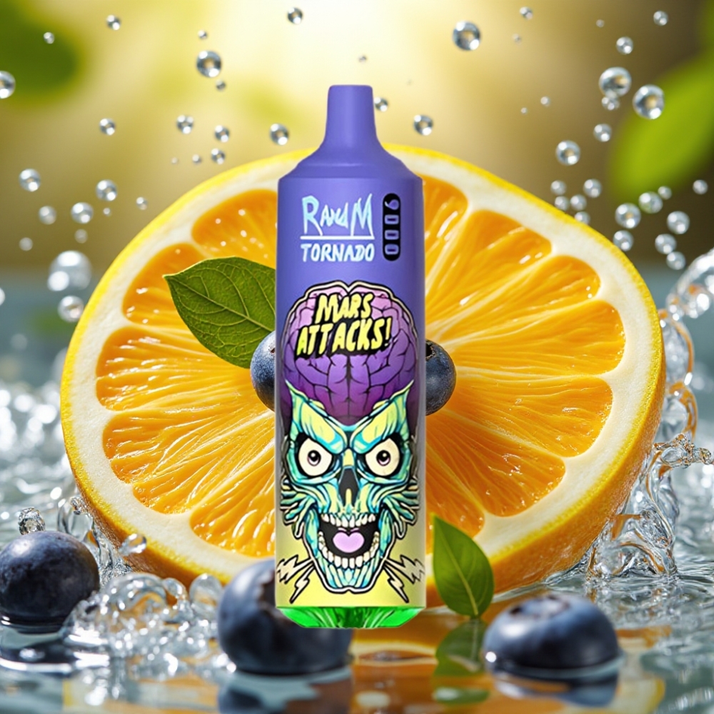 RandM Tornado 9000 Puffs Recarregável 850mAh 18mL Mesh Display RGB Sabor Mirtilo Gelo
