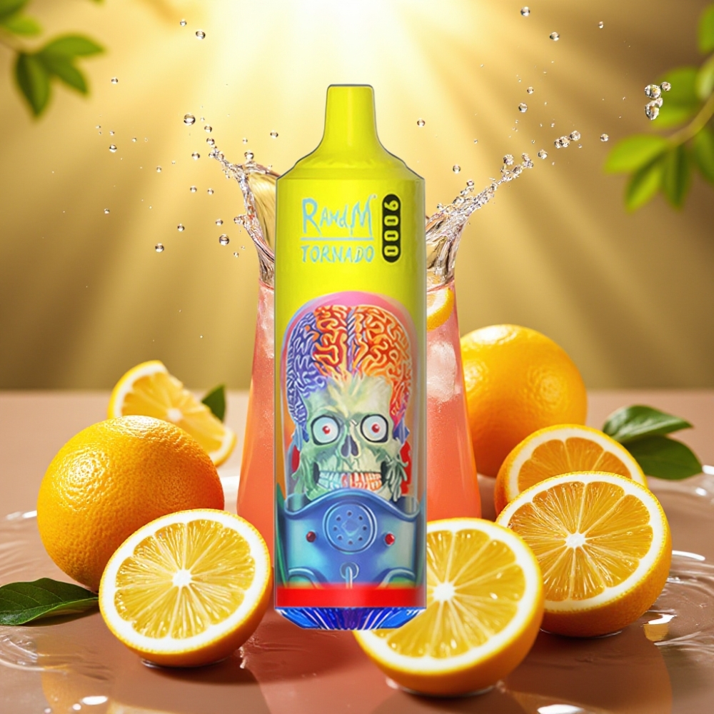 RandM Tornado 9000 Puffs Recarregável 850mAh 18mL Tela RGB Coil Mesh Limonada Rosa