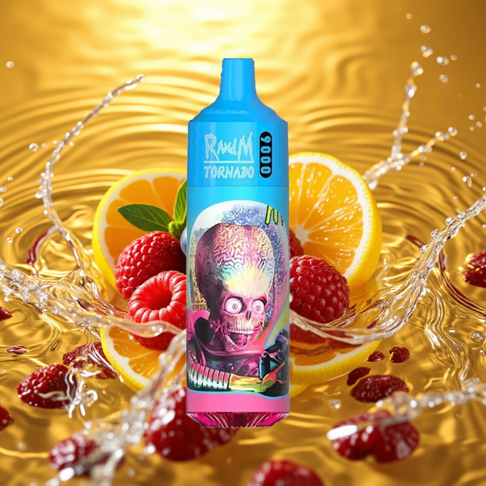RandM Tornado 9000 Puffs Recarregável 850mAh 18mL Tela RGB Mesh Mirtilo Framboesa Azeda
