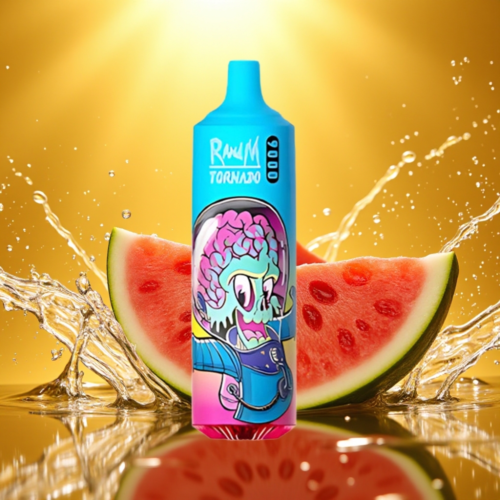 RandM Tornado 9000 Puffs Recarregável 850mAh 18mL Tela RGB Mesh Morango Melancia Premium