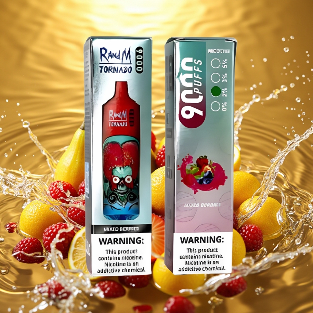RandM Tornado 9000 Puffs Recarregável 850mAh Tela RGB 18mL Mesh Coil Frutas Silvestres