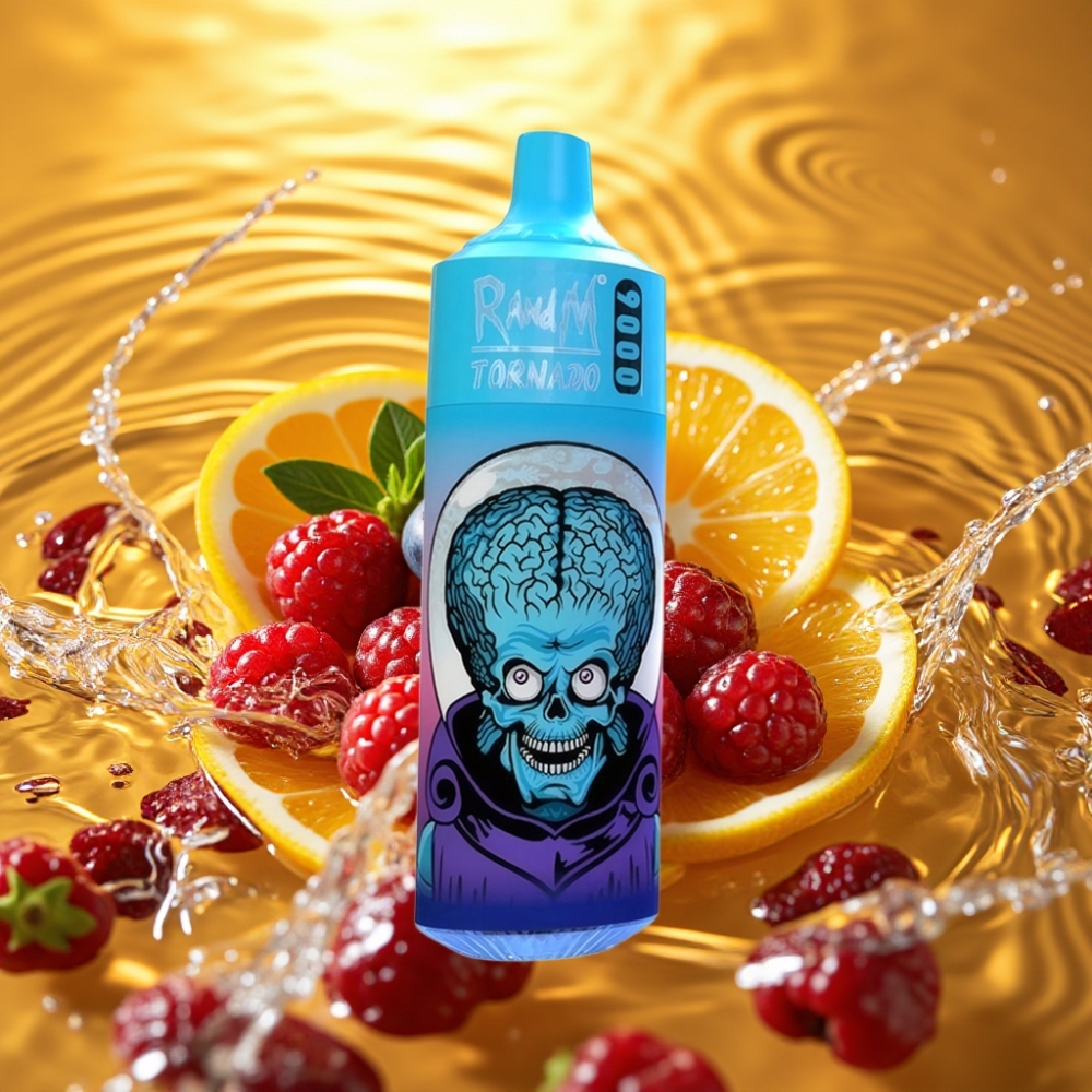 RandM Tornado 9000 Puffs Recarregável RGB Tela Mesh 18mL Mirtilo Cereja Oxicoco