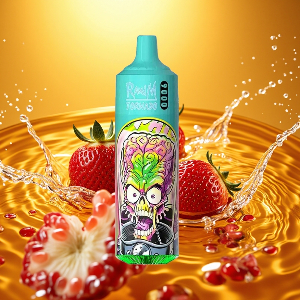 RandM Tornado 9000 Puffs distributor Portugal 850mAh RGB 18mL Mesh Morango Romã
